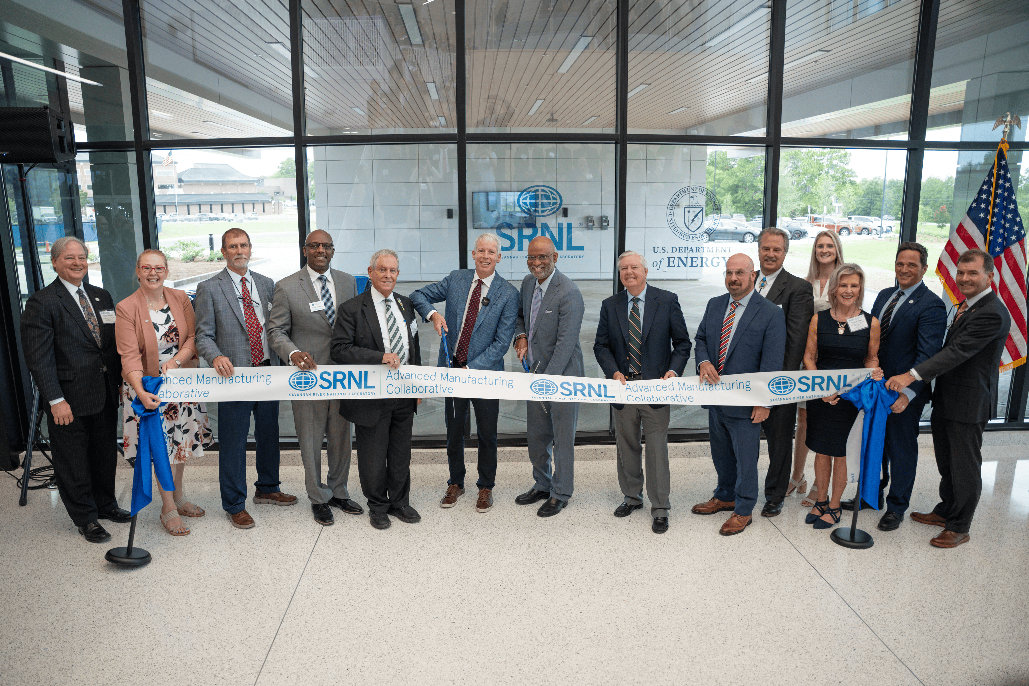 State and local leaders gathered with U.S. Energy Secretary Chris Wright (center) to mark the official opening of the AMC.