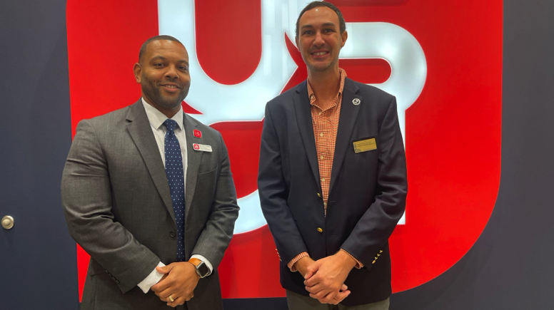 Dr. David Buckman, dean of the School of Education, stands next to Corey Bedenbaugh, SC Teacher of the Year.
