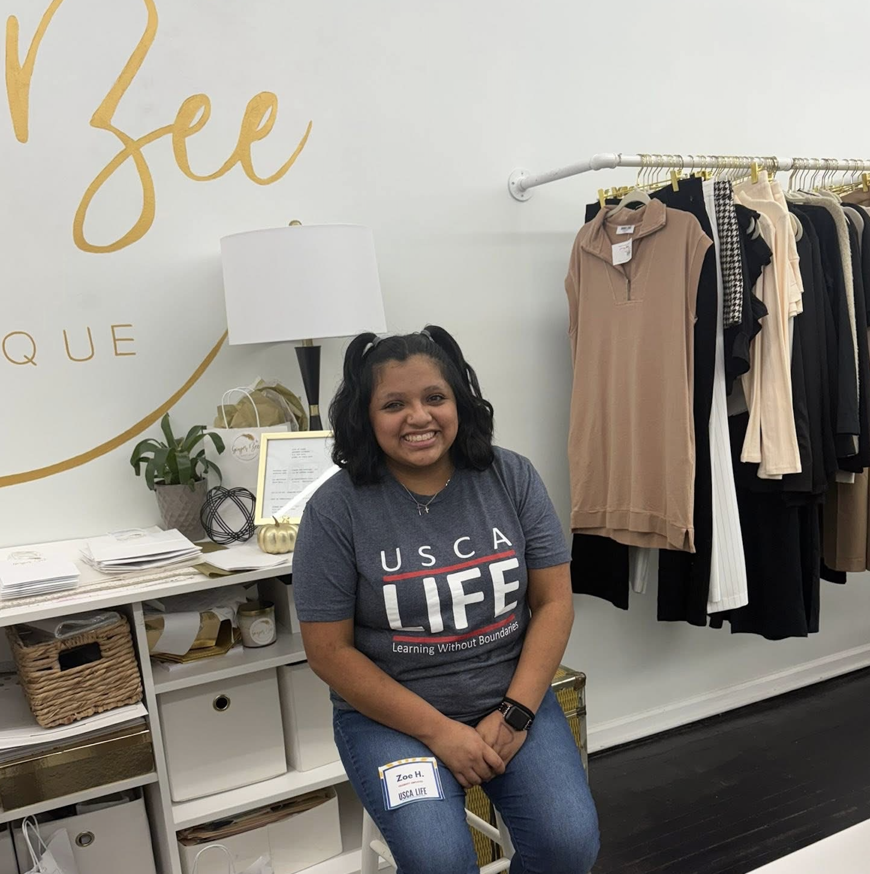 Zoe Hodgeson, a first-year USCA LIFE student, spent time working at Ginger Bee Boutique.