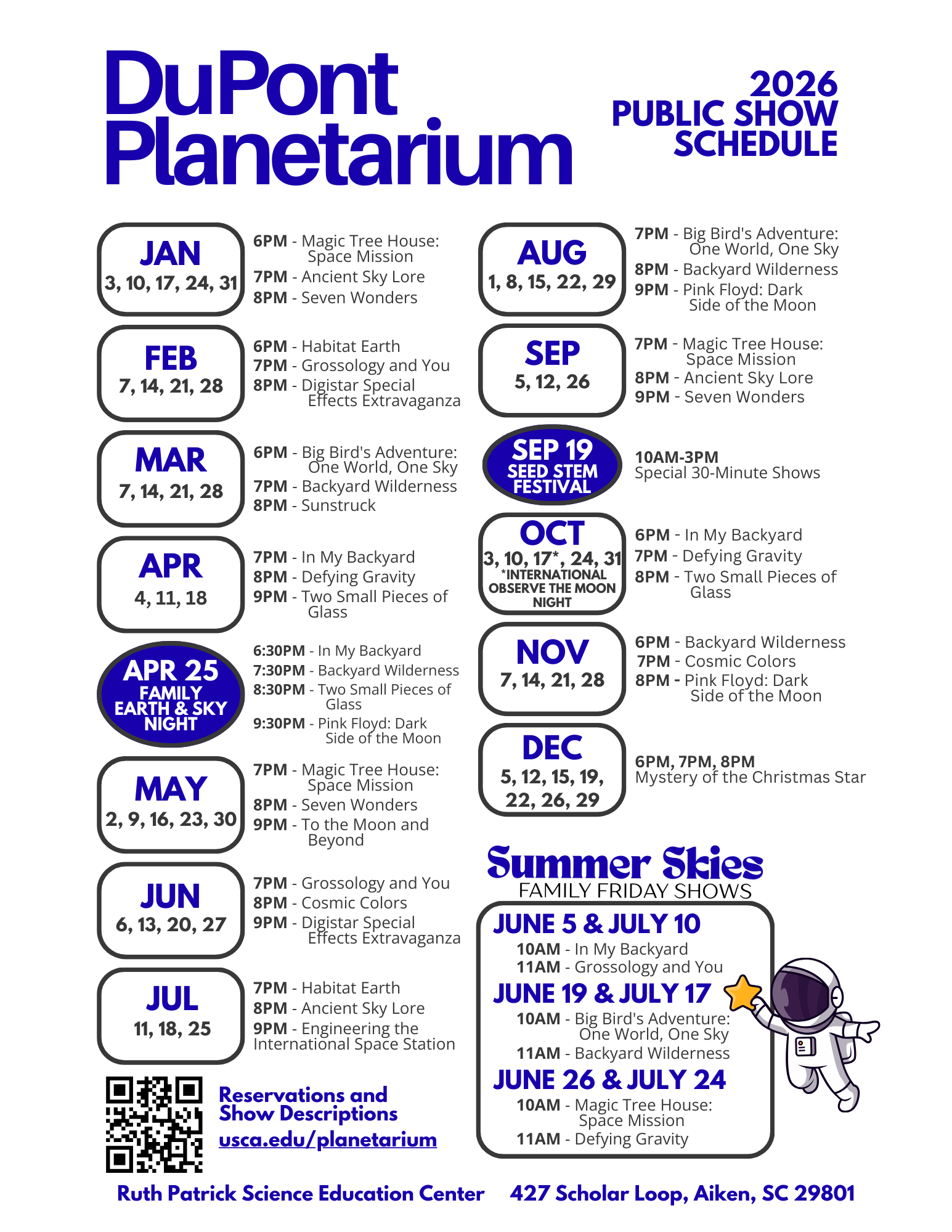 2026 Planetarium Calendar