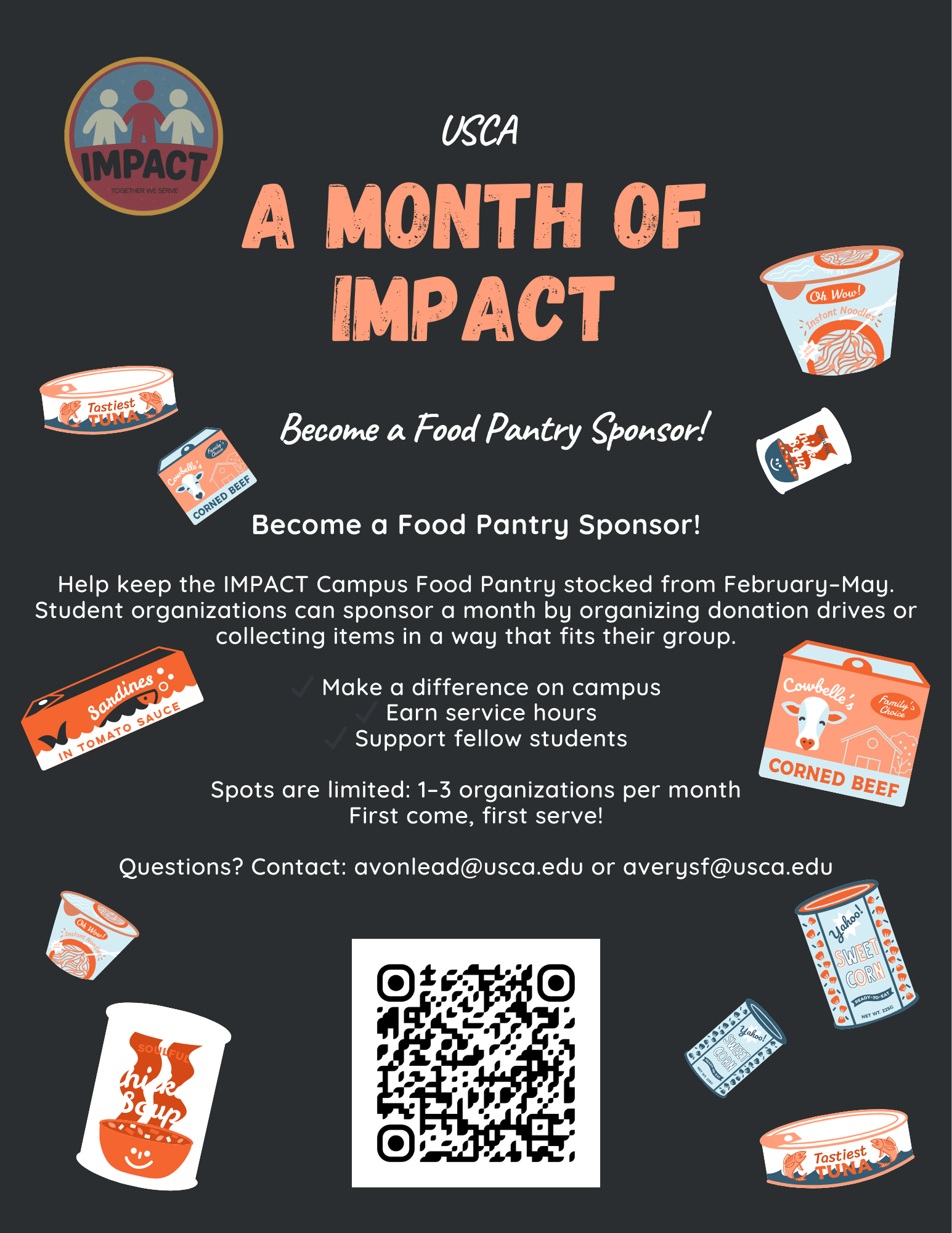 PDF of A Month of Impact encouraging other student organizations to support the Food Pantry Program.